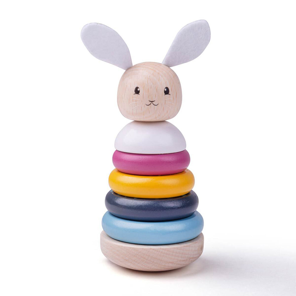 Bigjigs Toys FSC Wooden 19cm Rabbit Stacking Rings Baby/Toddler Toy 12m+ (6 Pieces)