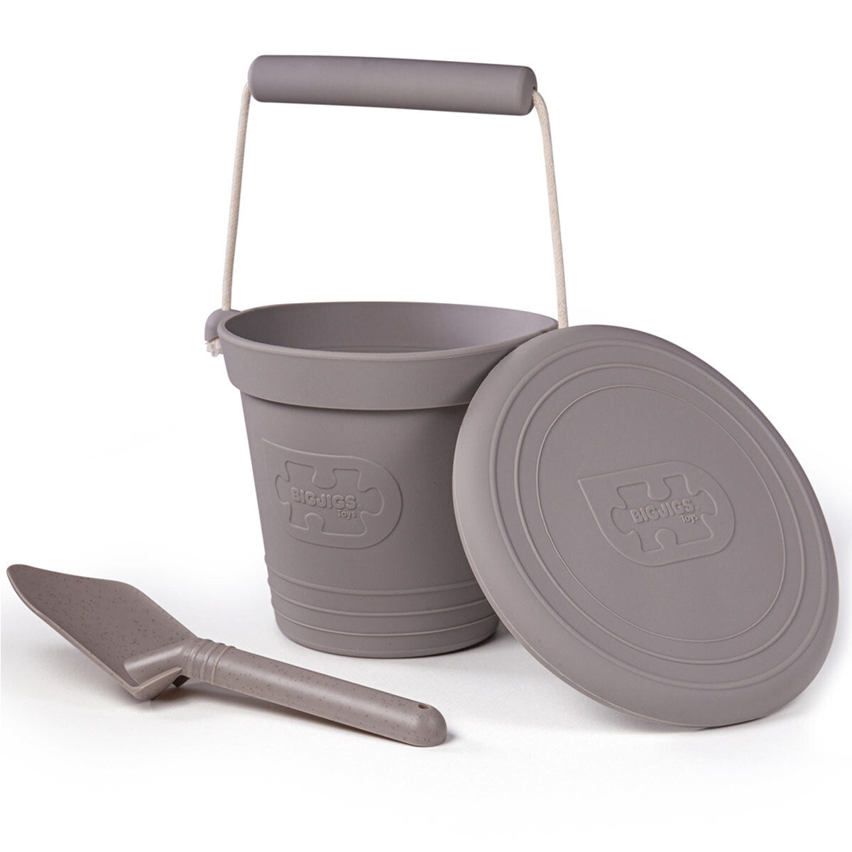Bigjigs Toys 14cm Activity Bucket Kids/Children Outdoor Toy Stone Grey 18m+ (2 Pack) — image 3
