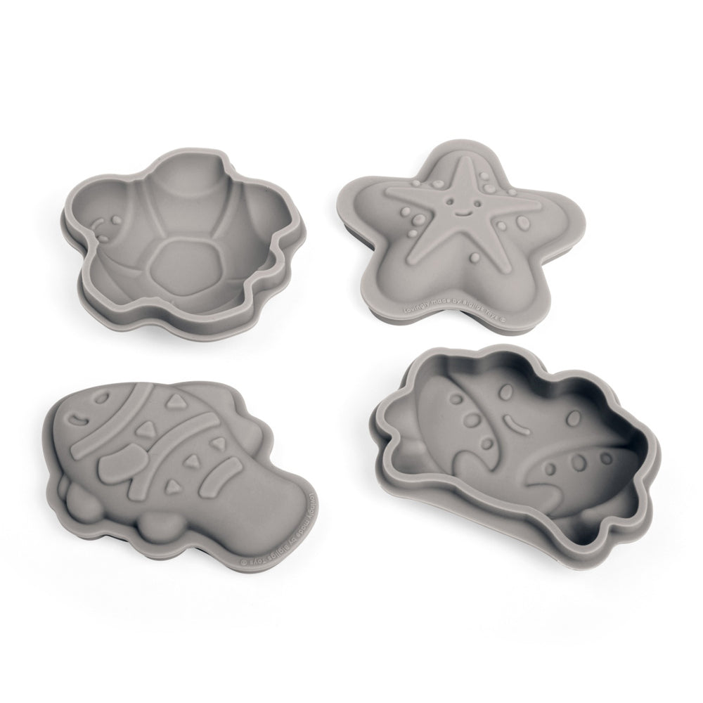 Bigjigs Toys Sand Mould Set Kids/Children Outdoor Beach Toy Stone Grey 18m+ (4 Pieces)