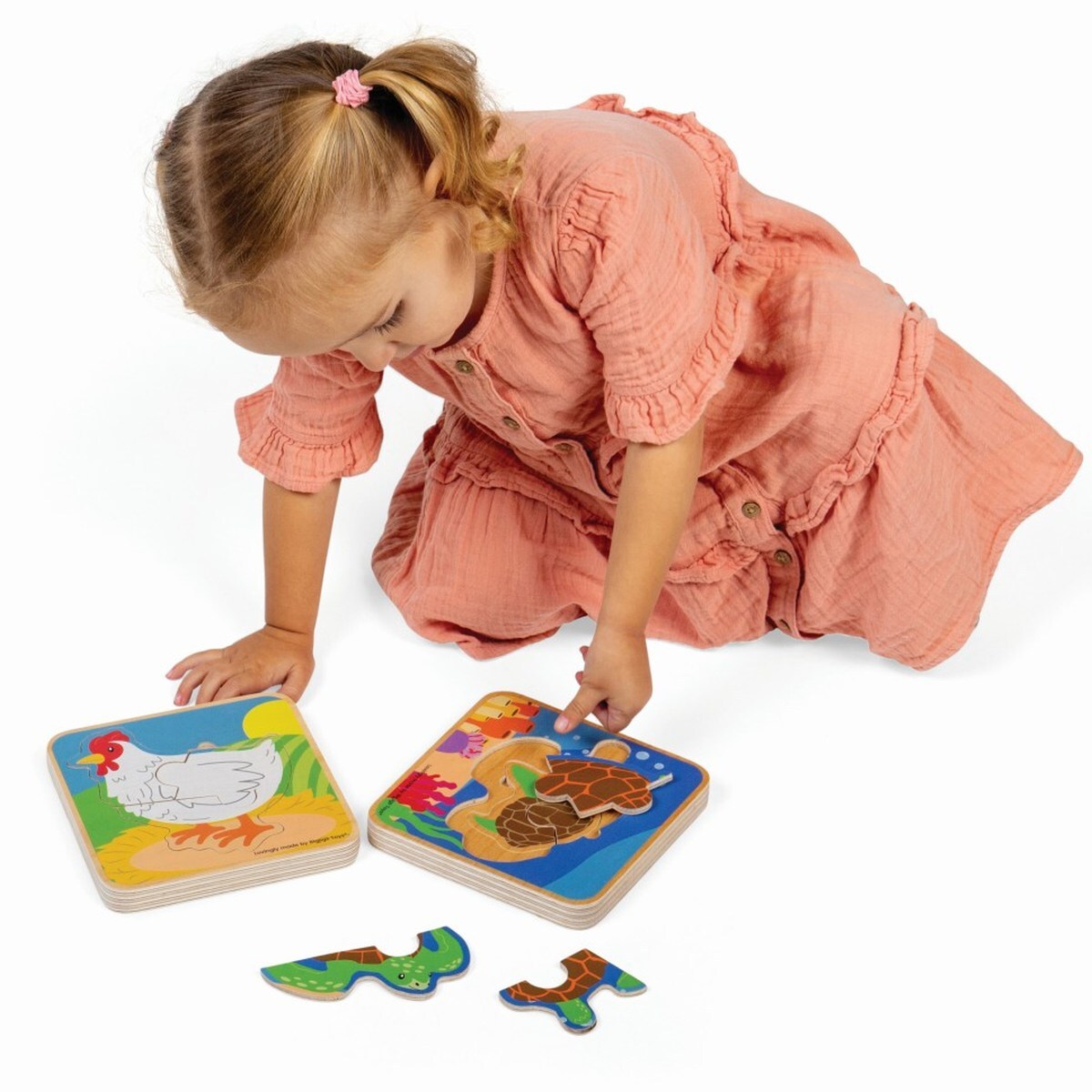 Bigjigs Toys Lifecycle Puzzle Chicken Kids/Children Sensory Wooden Toy 18m+ (7 Pieces) — image 2