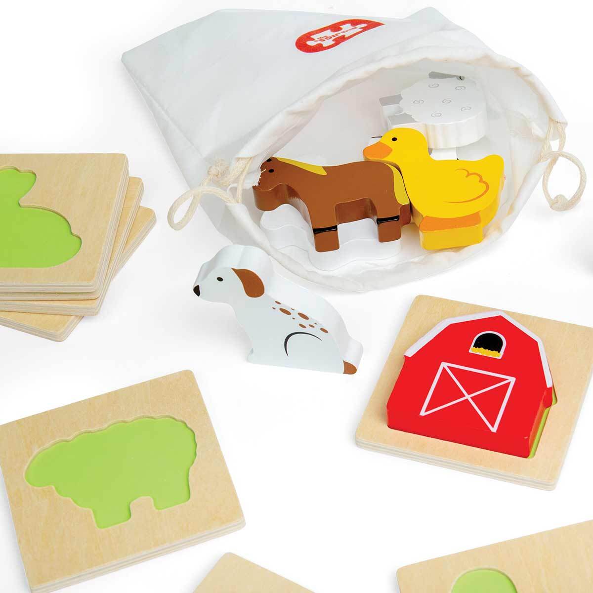 Bigjigs Toys Farm Feel & Find Kids/Children Sensory Puzzle Wooden Toy 10m+ (10 Pieces) — image 2