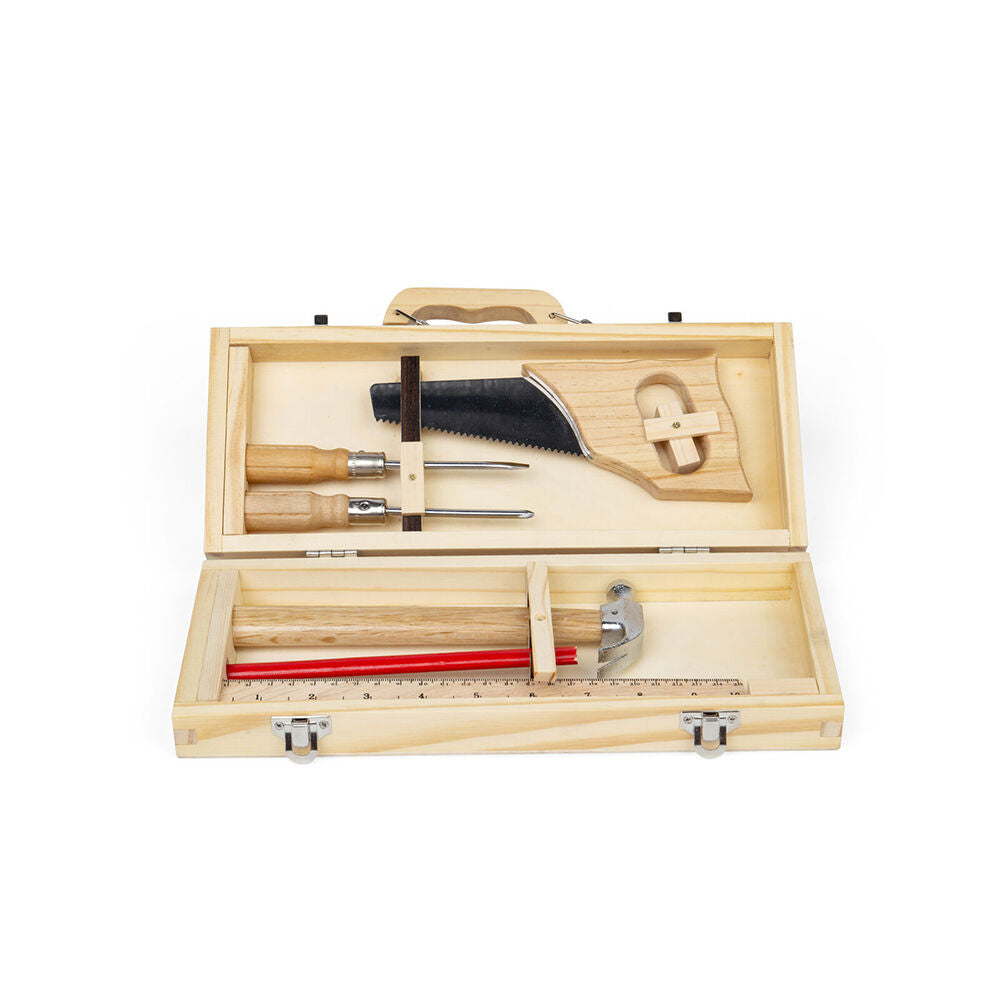 Bigjigs Toys 30x15cm Wood Diy Tool Box Role Play Kids Pretend Play Toys 5y+ — image 2