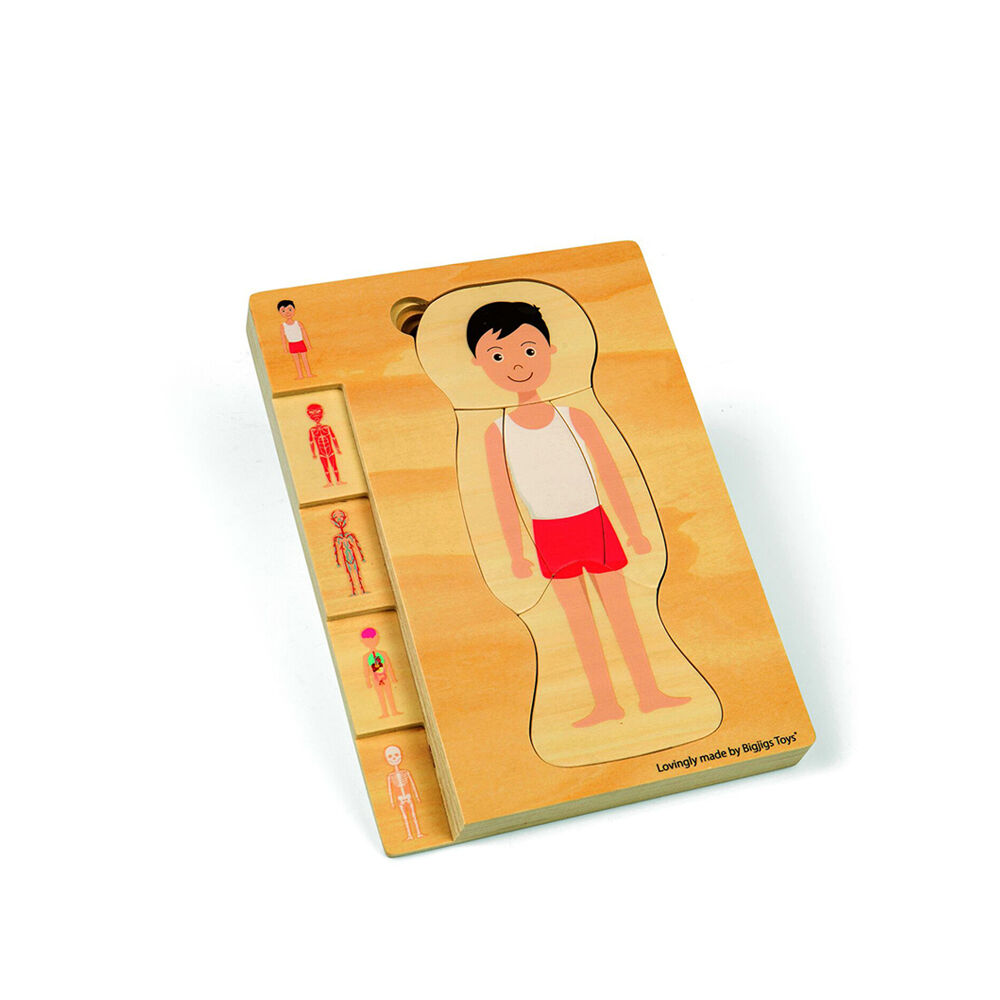 Bigjigs Toys 25x18cm Wood Anatomy PuzzleBoy Educational Kids Puzzles Toys 3y+
