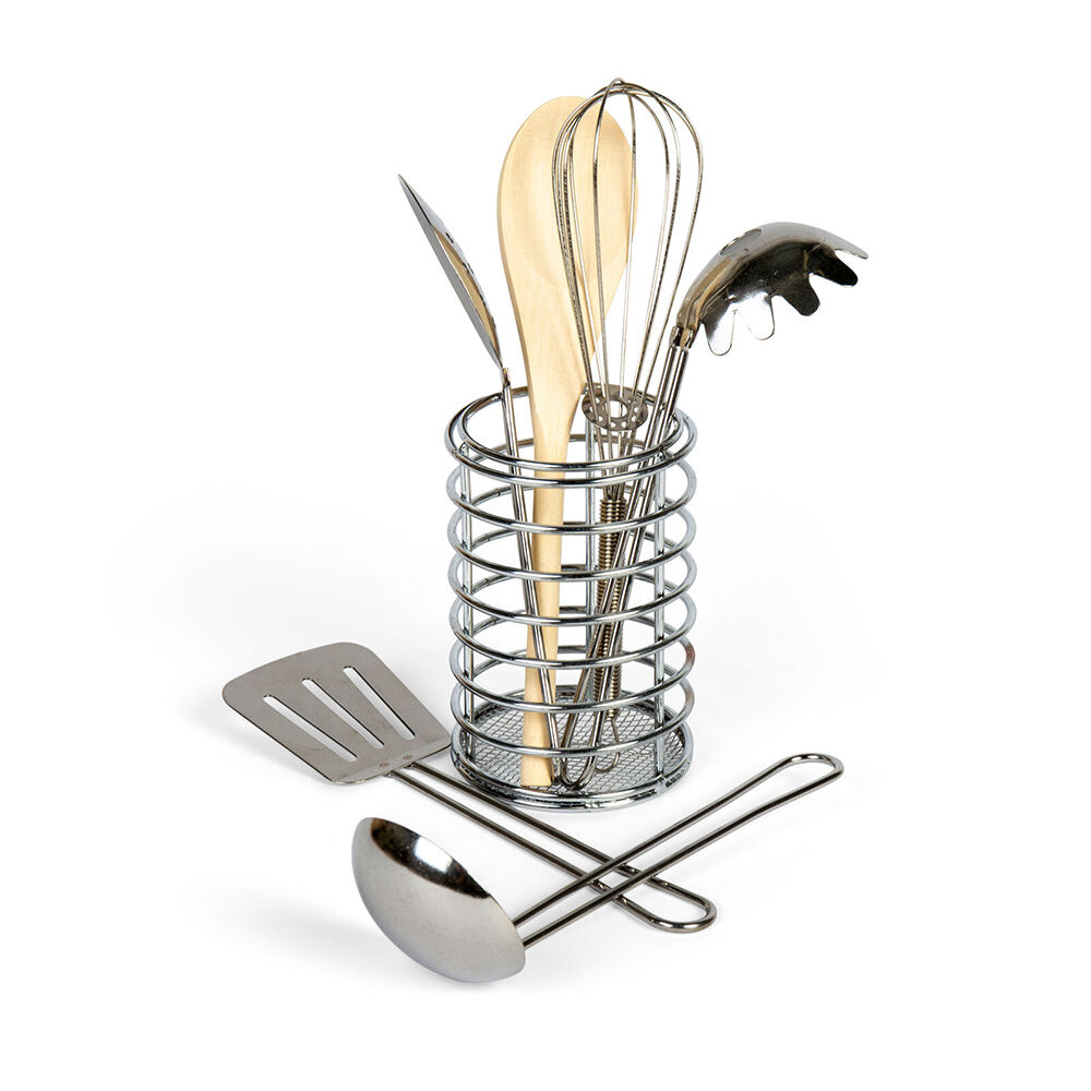 Bigjigs Toys 20x8cm Metal Utensil Pot Role Play Kids Pretend Play Toys 3y+ — image 2
