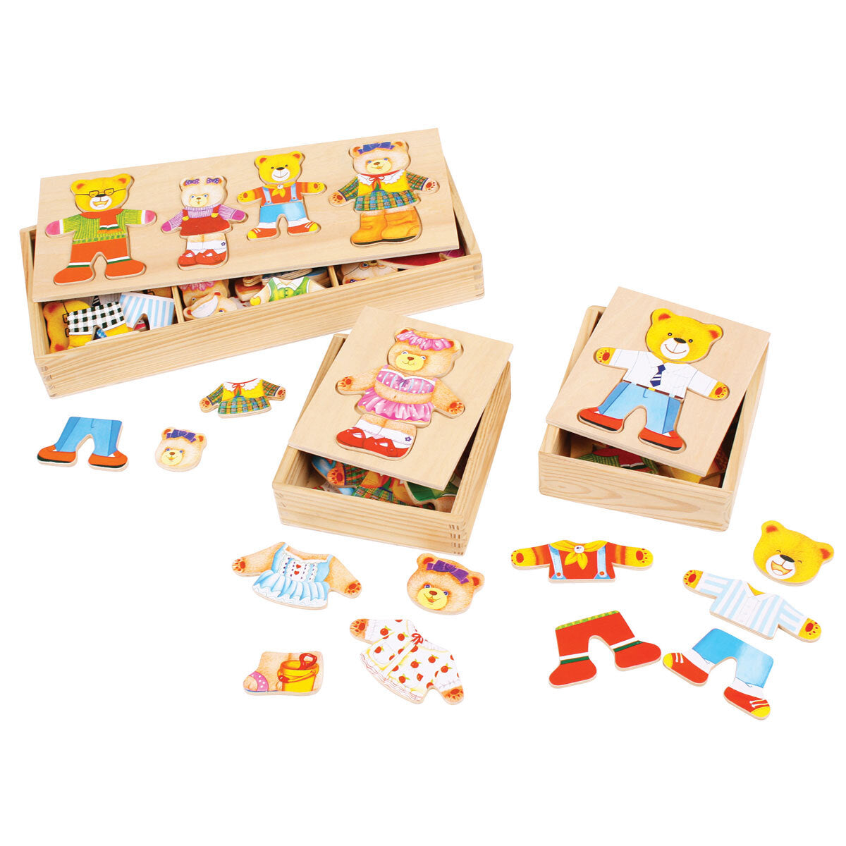 Bigjigs Toys 14cm Dress Up Mr Bear Kids/Children Fun Play Wooden Toy 3y+ (18 Pieces)