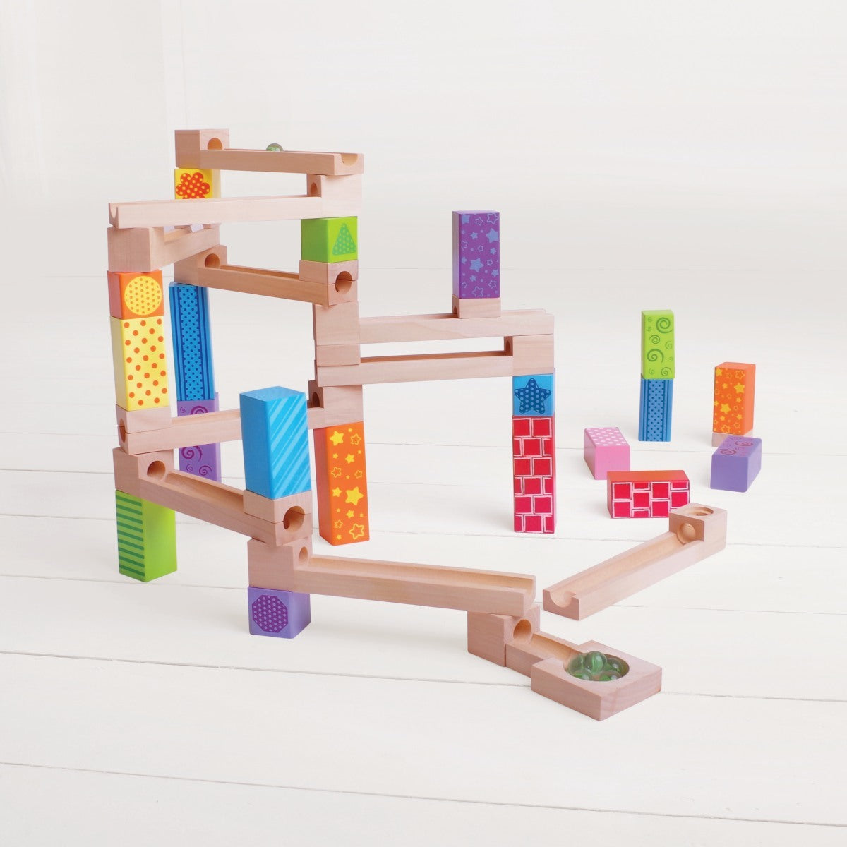 Bigjigs Toys 20cm Marble Run Kids/Children Wooden Educational Play Toy 3y+ (47 Pieces) — image 3