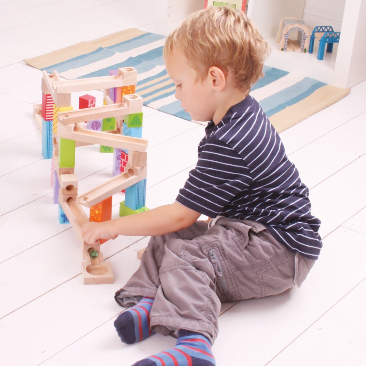 Bigjigs Toys 20cm Marble Run Kids/Children Wooden Educational Play Toy 3y+ (47 Pieces) — image 4