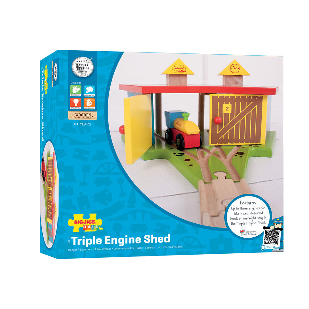 Bigjigs Rail 26x22.5cm Wood Triple Engine Shed Rail Kids Accessories Toys 3y+ — image 3