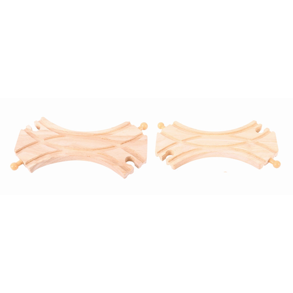 Bigjigs Rail 2pc Bigjigs 18cm Railway Double Curved Turnouts Tracks Kids Wooden Toy 3y+ (2 Pack) — image 2