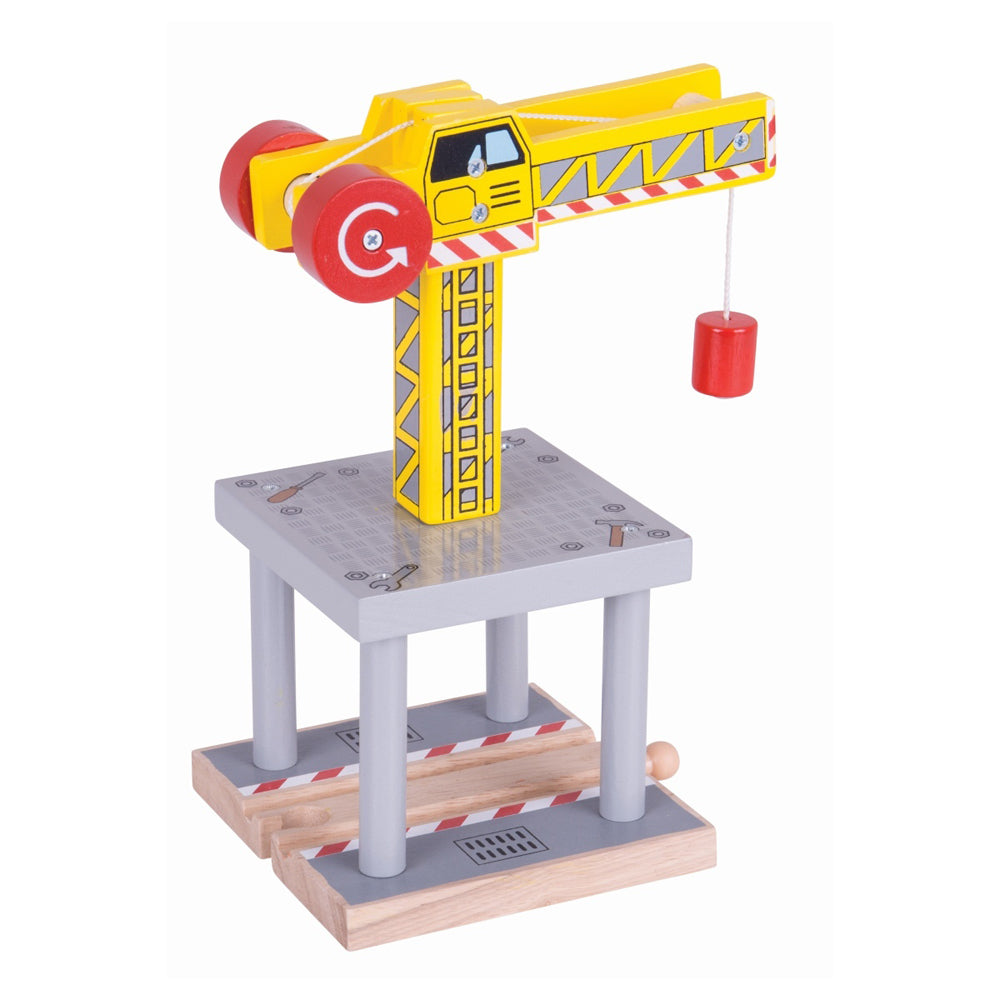 Bigjigs Rail 21cm Big Yellow Crane Kids Wooden Toy Train/Railway Accessory 3y+