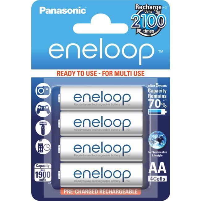 Panasonic Eneloop AA 1.2V 2000mAh NiMH Rechargeable Reusable Battery f/Toys (4 Pack)