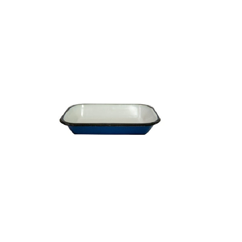 Urban Style Enamelware 14cm Pickle Tray Rectangle Food Bowl w/ Black Rim Blue (6 Pack) — image 2