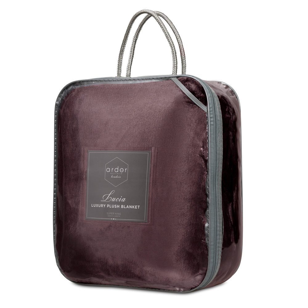 Ardor Boudoir Lucia Bed Luxury Plush Velvet Blanket Aubergine — image 2