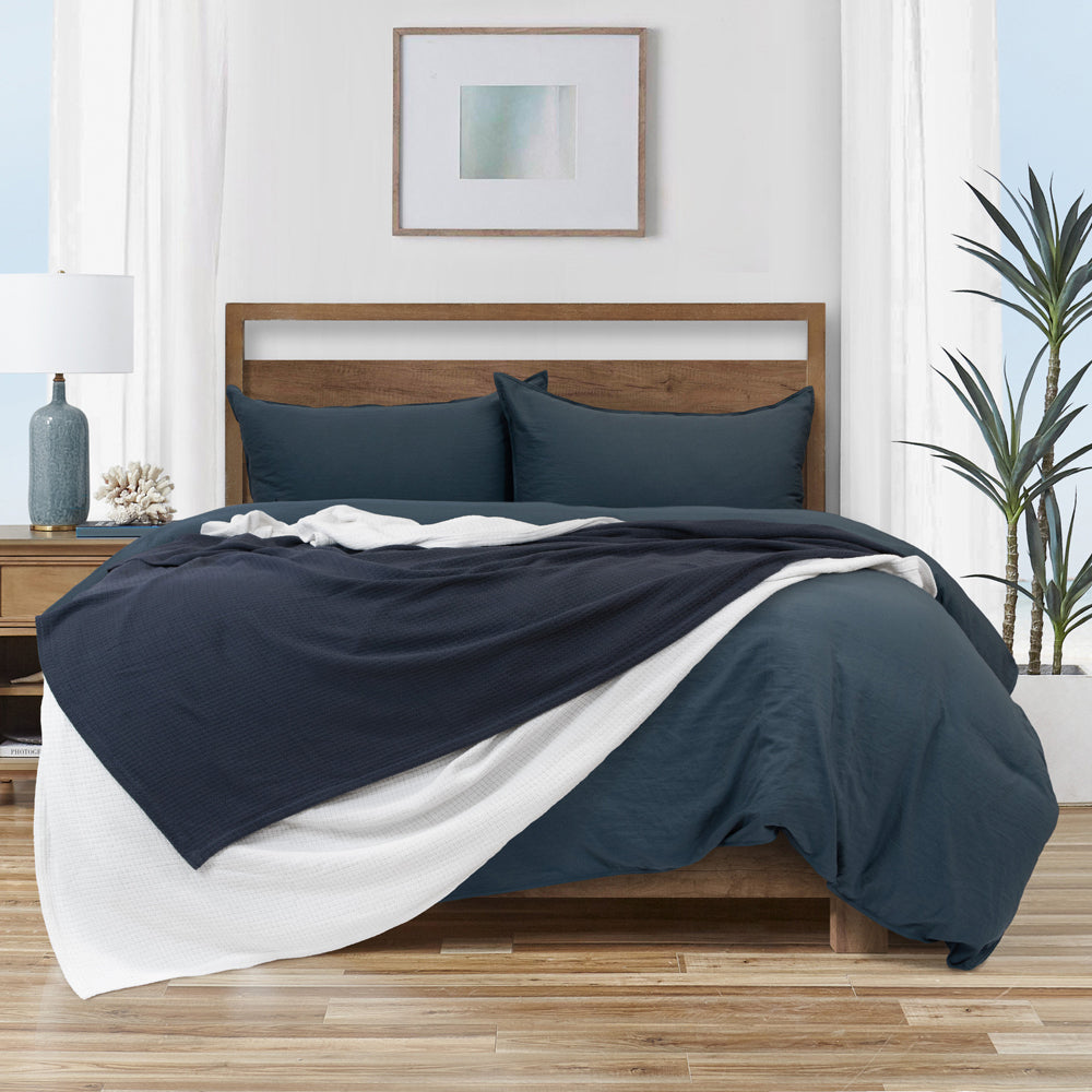 Algodon Single Sophie Cotton Waffle 300GSM Blanket Home/Room Bedding White — image 2
