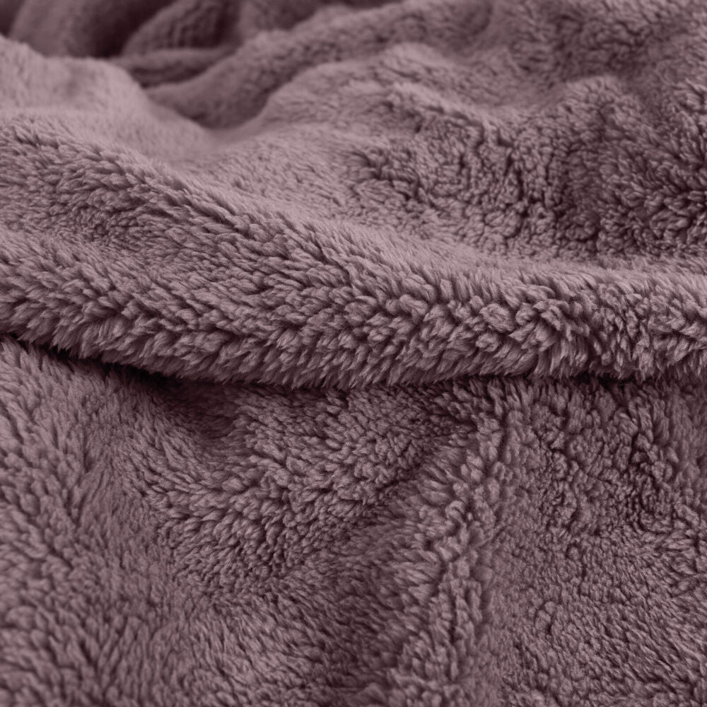 Ardor Boudoir 245x240cm Room Bed Blanket/Throw Teddy Fleece Mauve Polyester