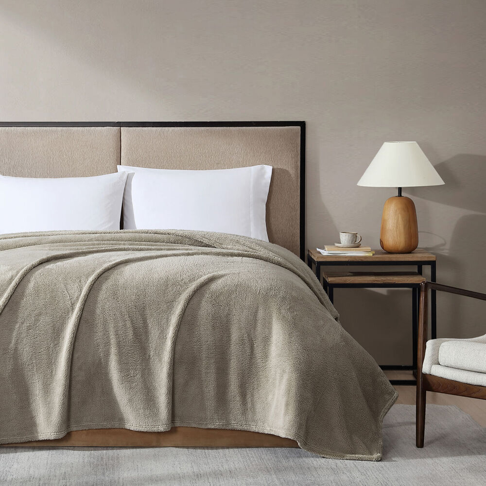 Ardor Boudoir 245x240cm Room Bed Blanket/Throw Teddy Fleece Polyester — Natural