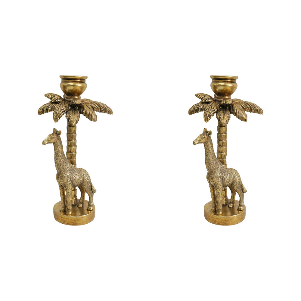 LVD Candle Holder Giraffe Palm Decorative Home Decor Ornament Statue 13x25cm (2 Pack)