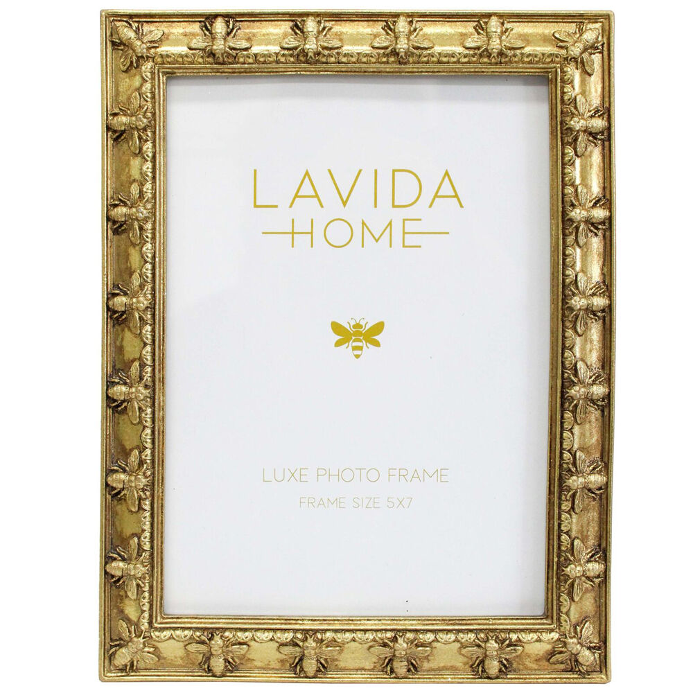 LVD 16x1.5x21cm Gold Resin Luxe Bee Border Photo/Picture Frame 5x7