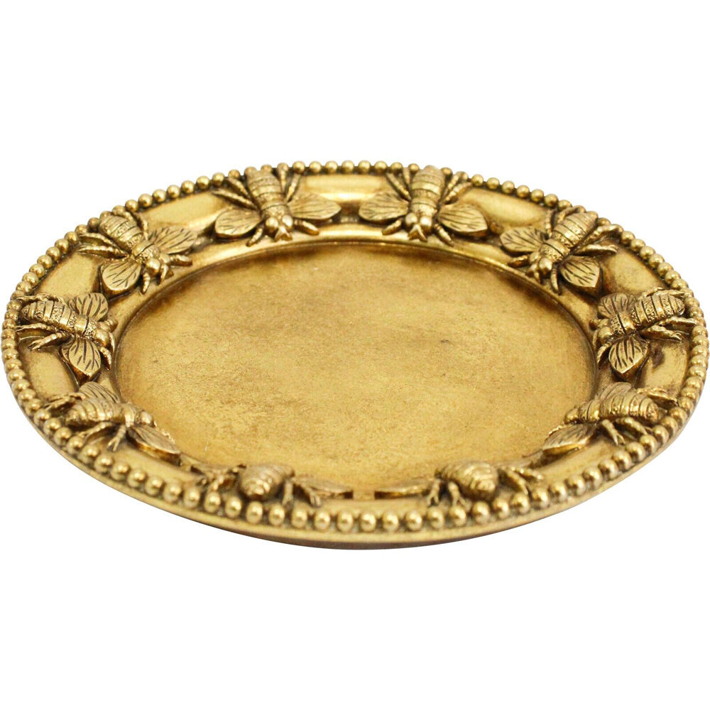 LVD 14cm Gold Resin Bumble Bee Border Round Trinket Dish Display Tray — image 2
