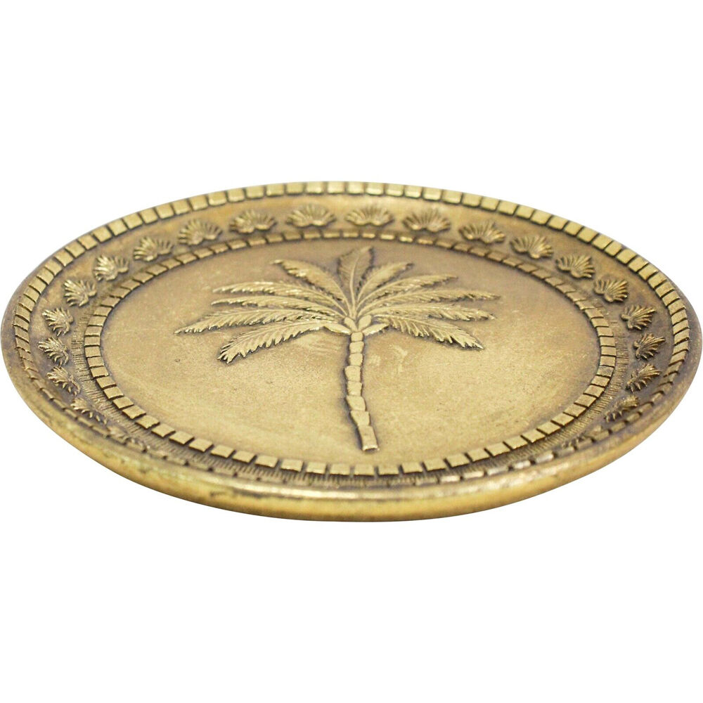 LVD 13.5cm Gold Resin Tropical Palm Tree Round Trinket Dish Display Tray — image 3
