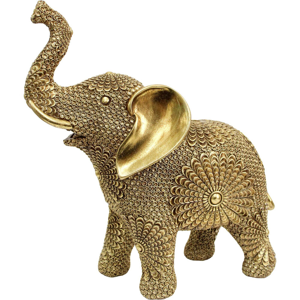LVD 23.5x10x26cm Gold Resin Candle Holder Eclectic Elephant Decoration