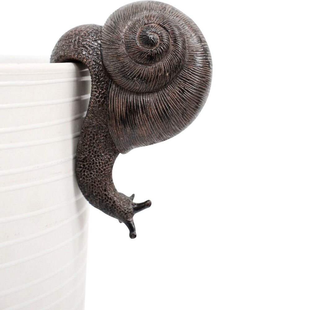 LVD 3.5x10cm Black Textured Resin Planter Pot Sitter Accessory Snail