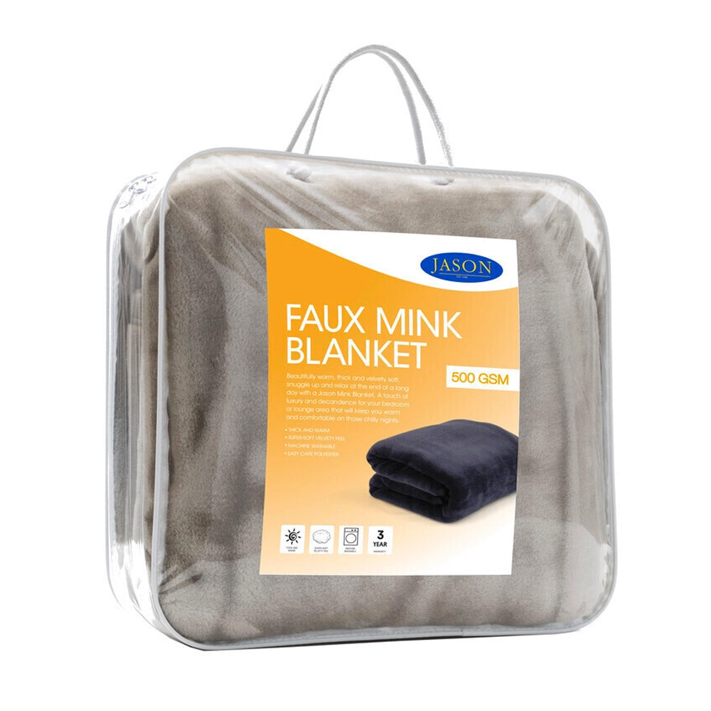 Jason 210x220cm Queen Bed Home Faux Mink Blanket Velvety Soft Plush 500GSM Linen — image 2