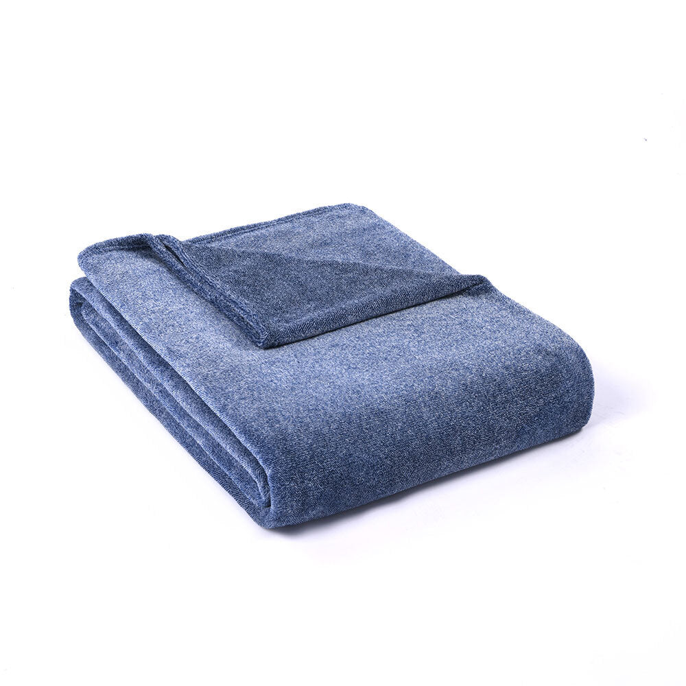 Jason Single Bed 160x210cm Super Soft Melange 320 GSM Soft Plush Blanket Denim