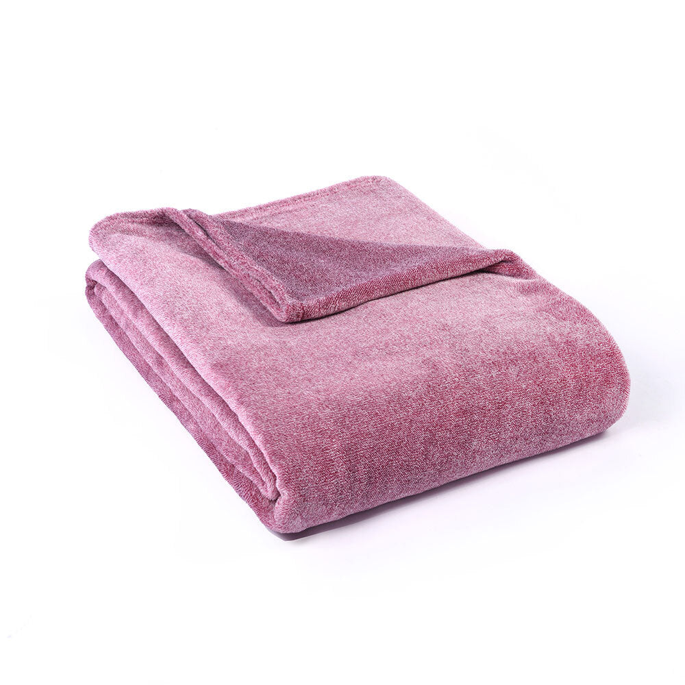 Jason Single Bed 160x210cm Super Soft Melange 320 GSM Soft Plush Blanket Linen - 320GSM Plum