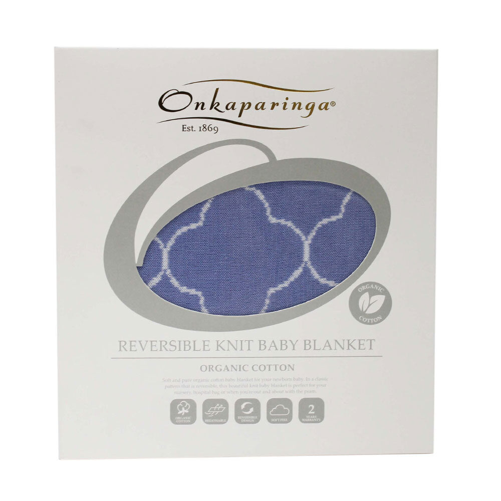 Onkaparinga Reversible Baby Clouds Organic Cotton Blanket Nursery Bedding — Blue