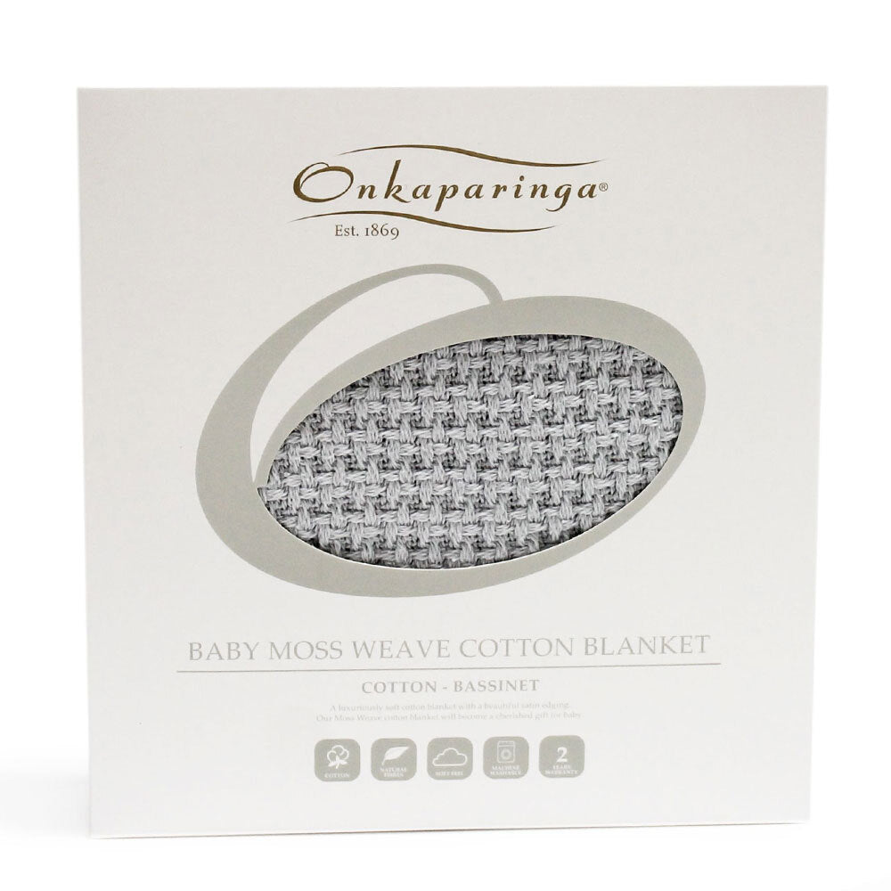 Onkaparinga Baby Moss Weave 80x120cm Soft Cotton Bassinet Blanket 330GSM Silver