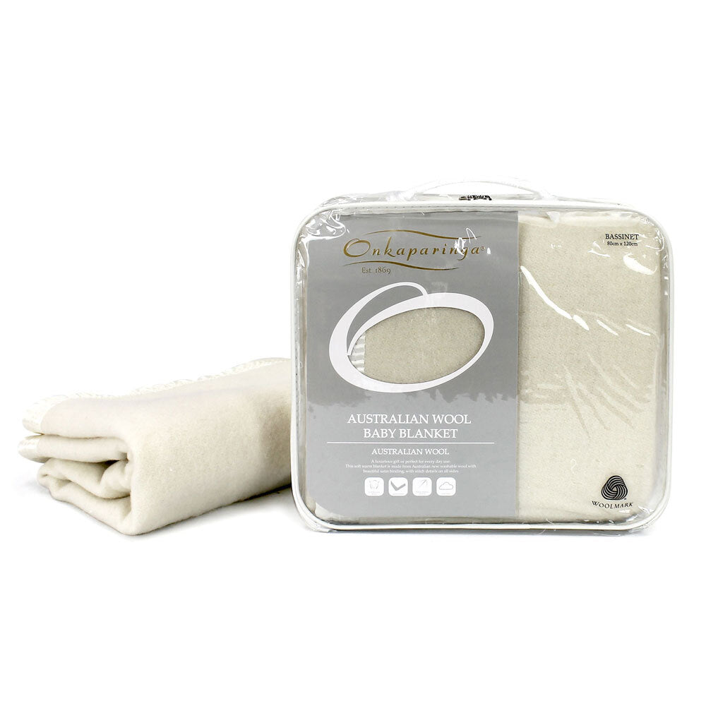 Onkaparinga Baby Australian Wool Soft Warm Nursery Blanket For Bassinet Cream — image 2