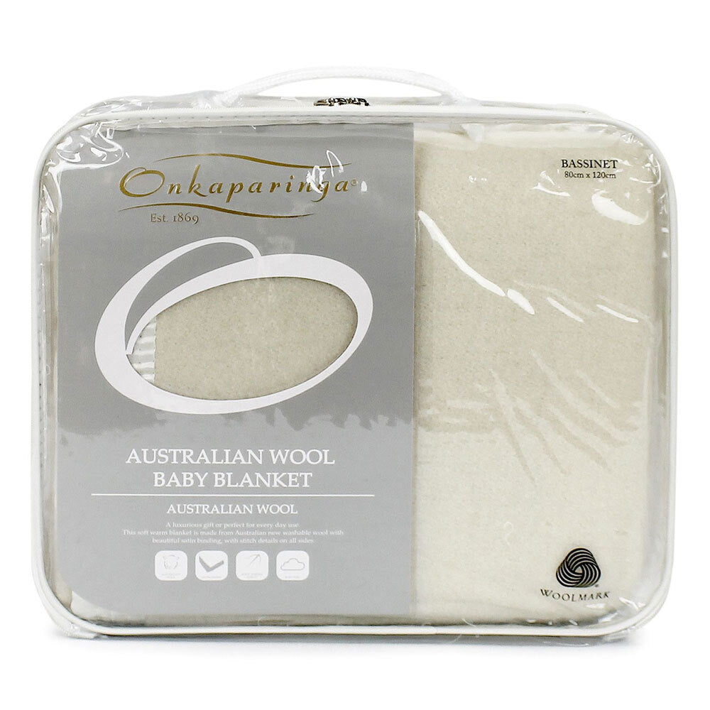 Onkaparinga Baby Australian Wool Soft Warm Nursery Blanket For Bassinet Cream