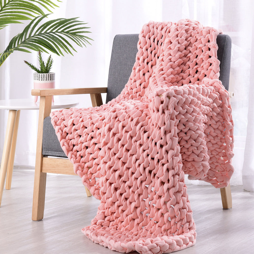Onkaparinga 6kg Knitted Sleep Weighted Blanket Heavy Home Bedding Soft Peach — image 5