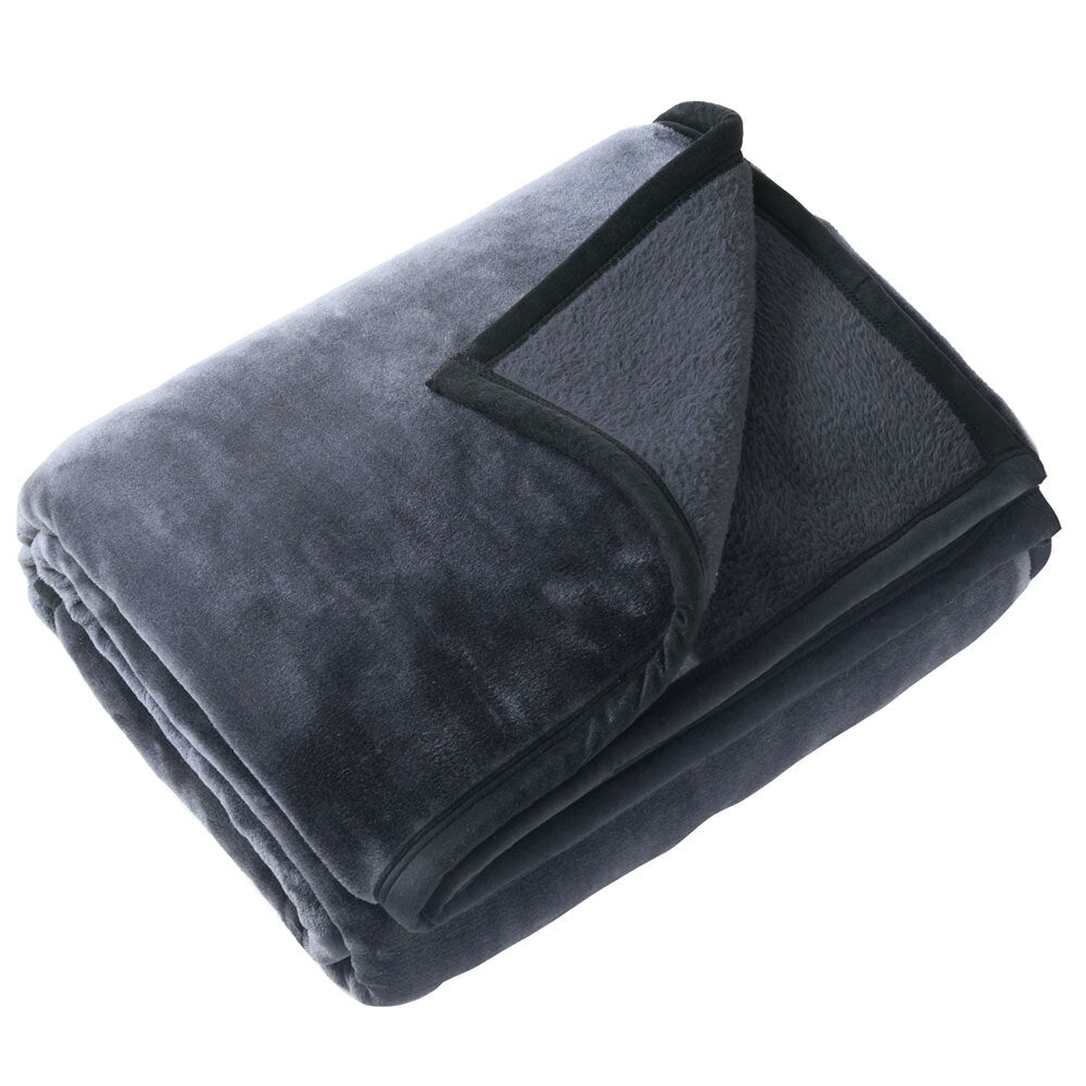 Onkaparinga Size Single Bed 160x210cm Charcoal Polyester Faux Mink Blanket