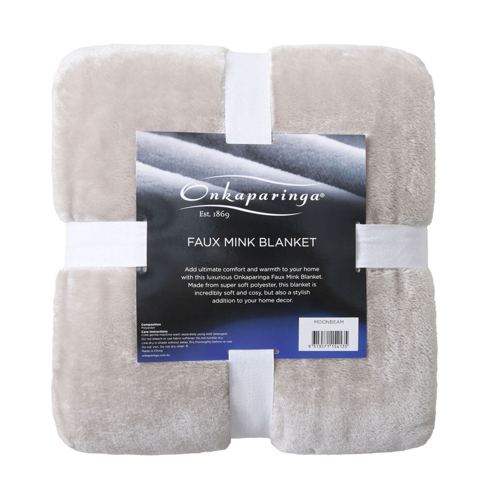 Onkaparinga Size Queen Bed 210x220cm Moonbeam Polyester Faux Mink Blanket — image 2