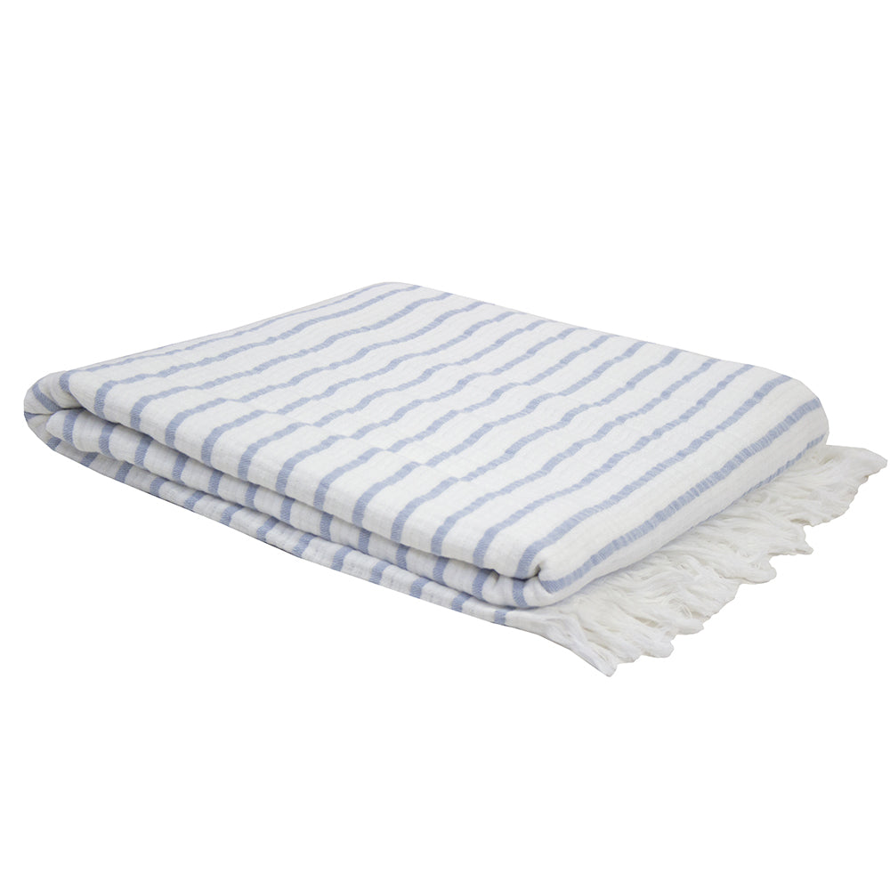 Bambury Decorative Ultra Soft Haven Throw Blue Cotton Woven 130 x 200cm