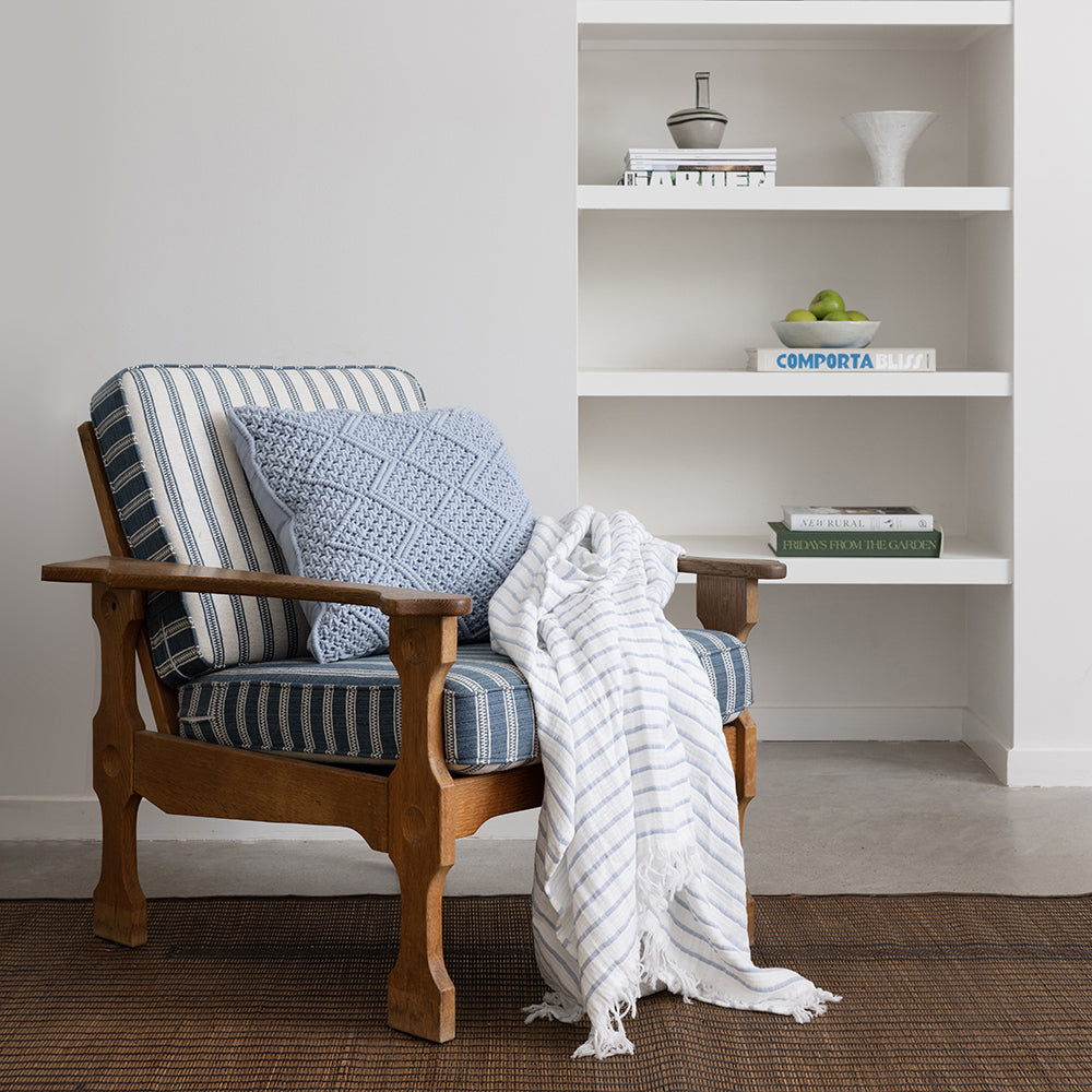 Bambury Decorative Ultra Soft Haven Throw Blue Cotton Woven 130 x 200cm — image 3