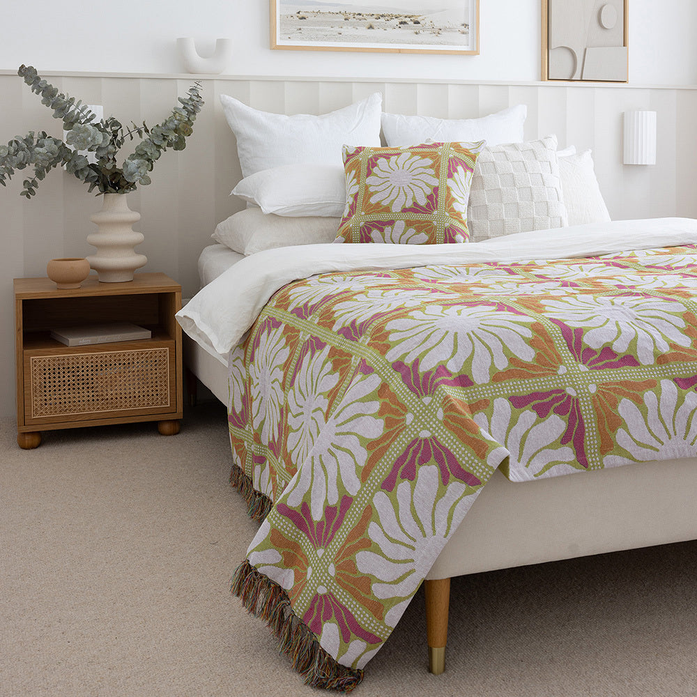 Bambury Zinnia Poly/Cotton Throw Blanket Bed/Couch Decor 130x180cm Sorbet — image 2