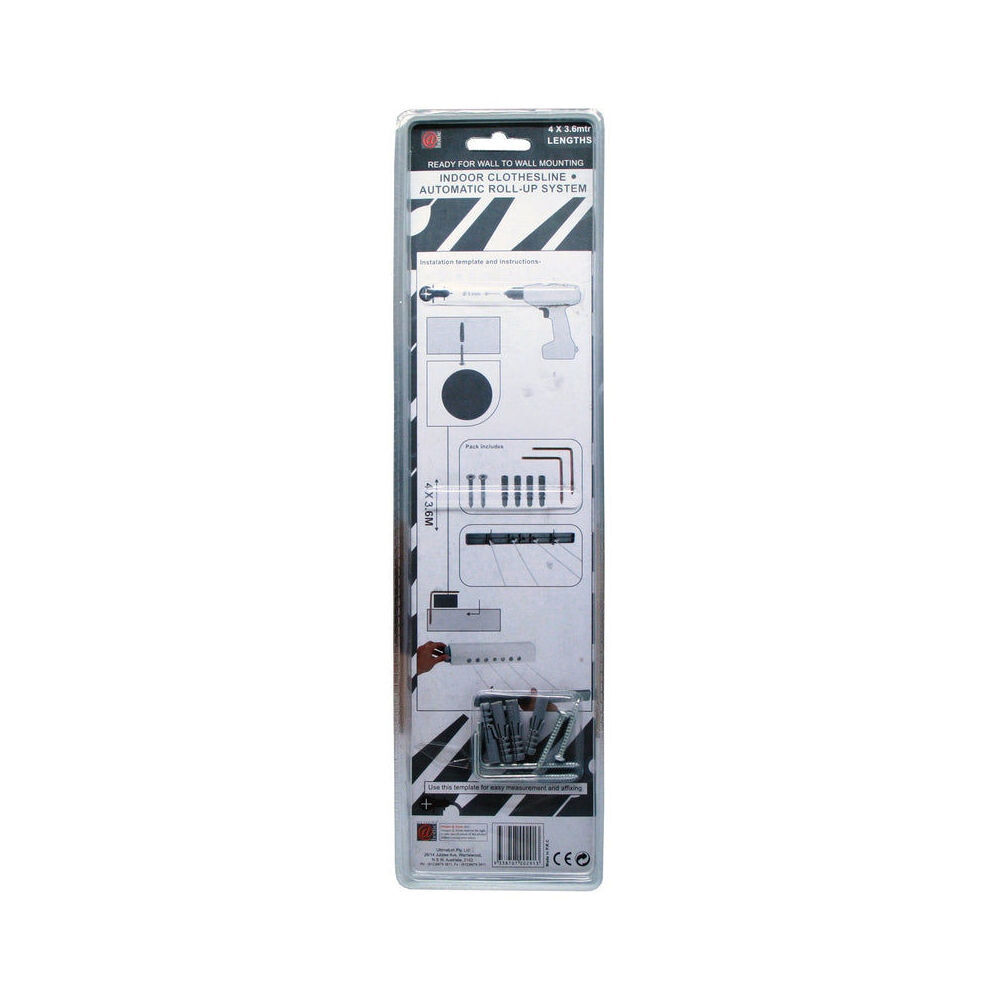 BMS Gifts 4PK BMS Gifts Retractable Indoor Clothesline 3.6m w/Auto Rollup System Clear (4 Pack) — image 3