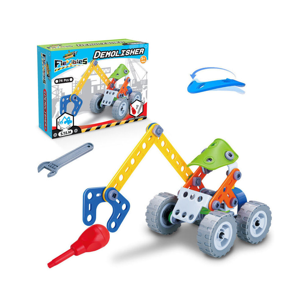 Construct IT 74pc Construct-It Flexibles Building Set Demolisher w/Tools Kids STEM Toy 5y+ (2 Pack) — image 3