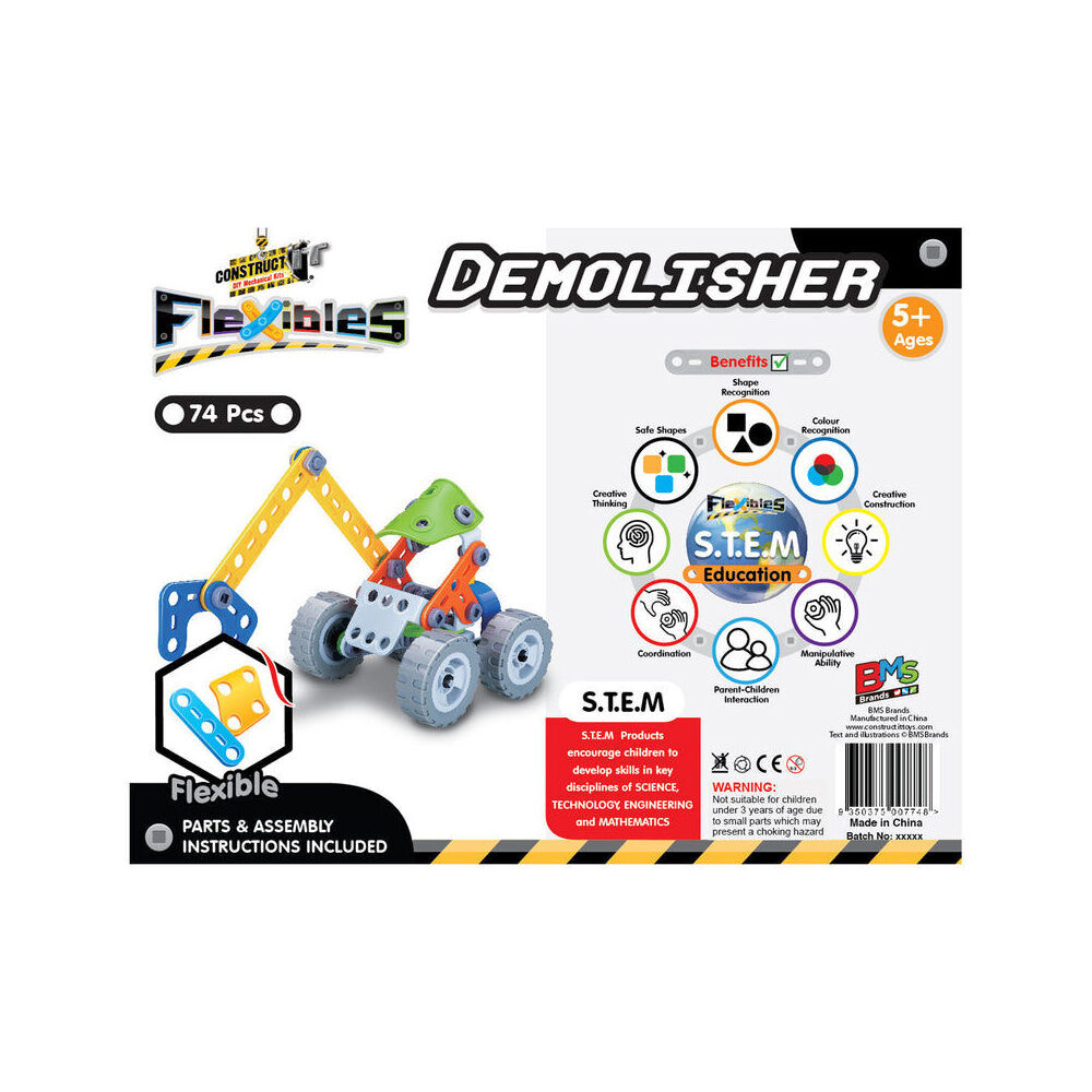 Construct IT 74pc Construct-It Flexibles Building Set Demolisher w/Tools Kids STEM Toy 5y+ (2 Pack) — image 6