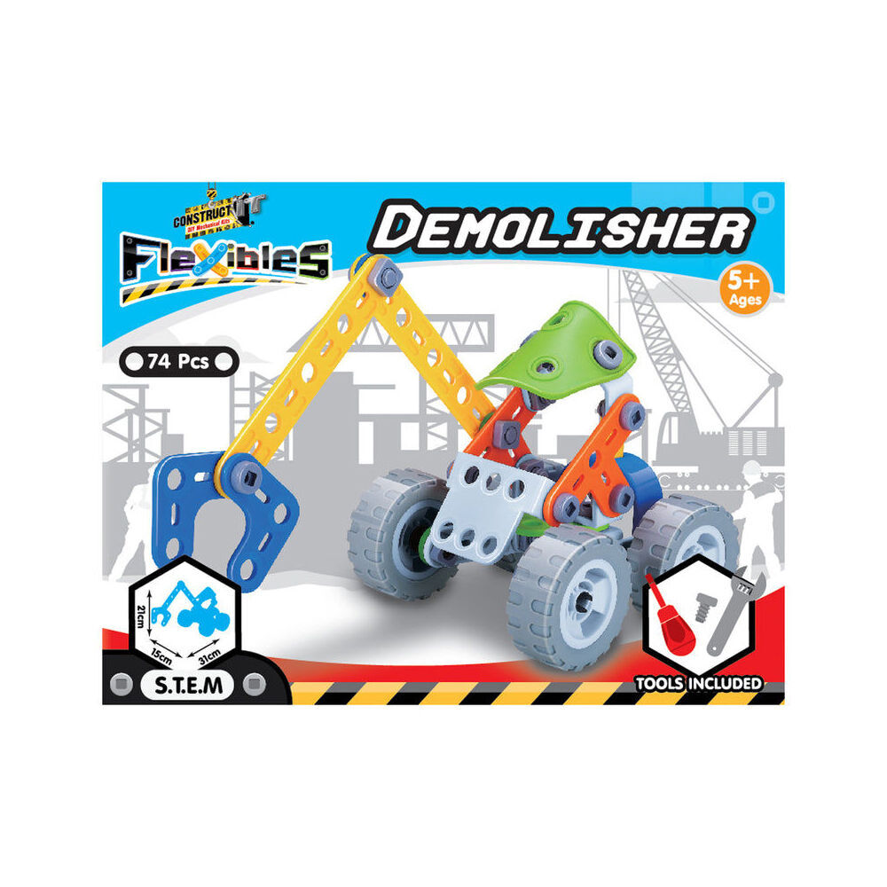 Construct IT 74pc Construct-It Flexibles Building Set Demolisher w/Tools Kids STEM Toy 5y+ (2 Pack) — image 7