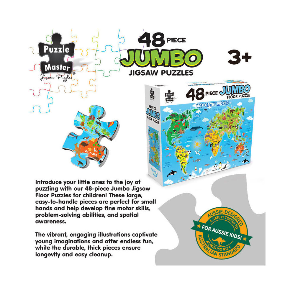 Puzzle Master Puzzlemaster Jumbo Floor Jigsaw Puzzle World Map Kids Activity 3y+ (48 Pieces) — image 2