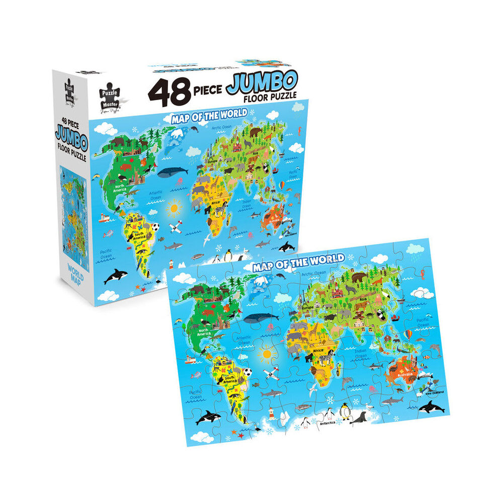 Puzzle Master Puzzlemaster Jumbo Floor Jigsaw Puzzle World Map Kids Activity 3y+ (48 Pieces) — image 3