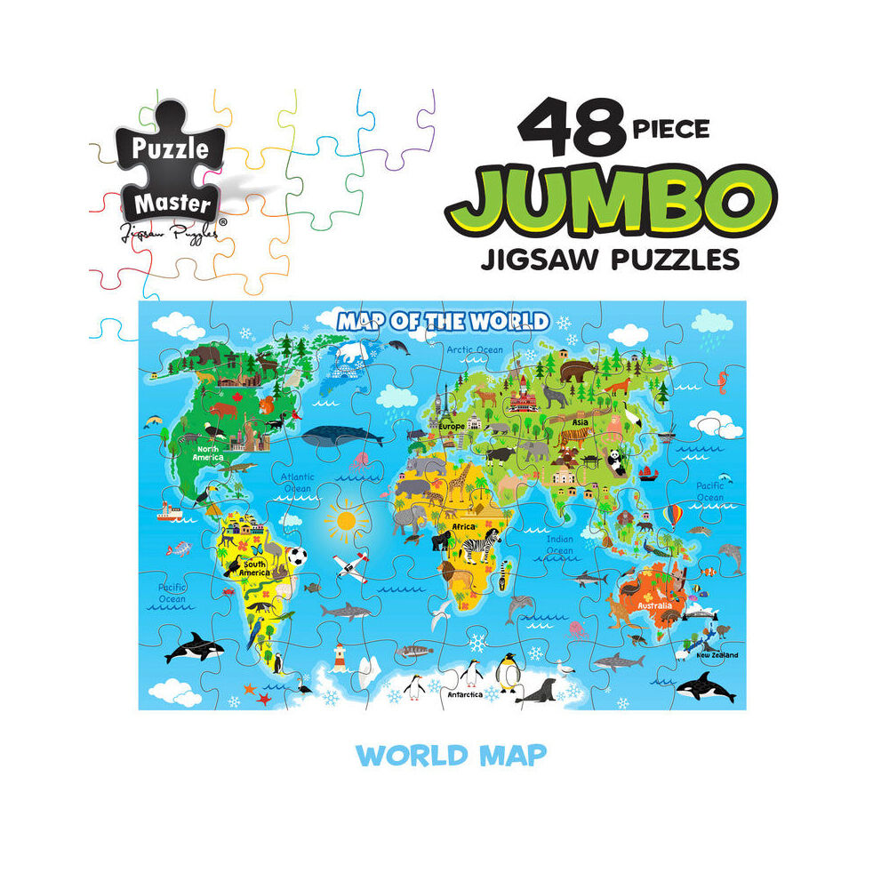 Puzzle Master Puzzlemaster Jumbo Floor Jigsaw Puzzle World Map Kids Activity 3y+ (48 Pieces) — image 7