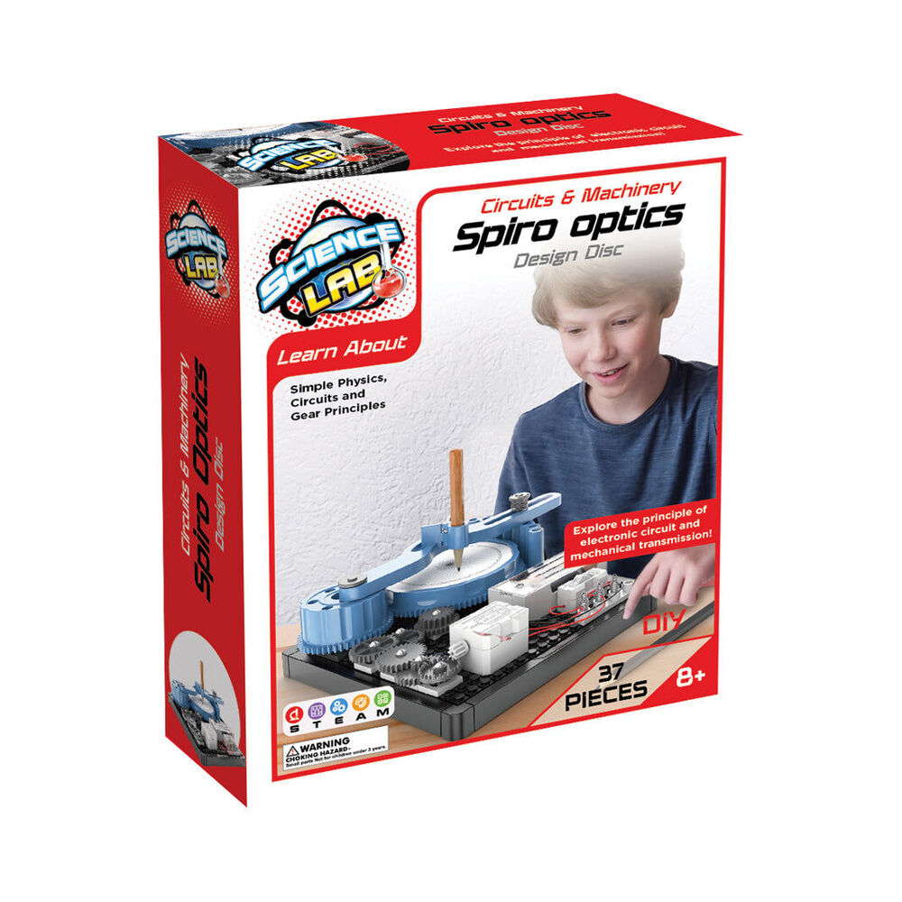 Science Lab Spiro Optics STEM Kit Gear-Driven Circuits Spiral Designs 8y+ (37 Pieces)