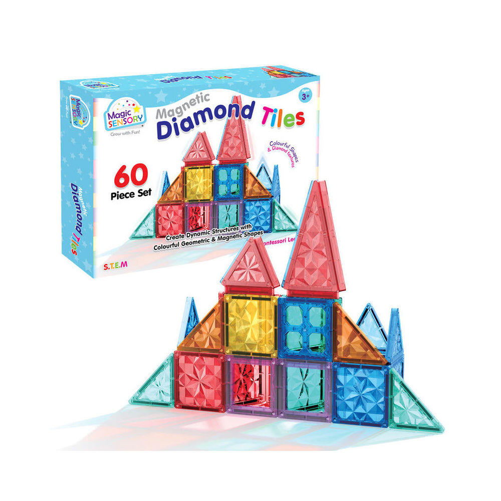 Magic Sensory Magnetic Diamond Tiles Textured Colourful STEM Set 3y+ (60 Pieces) — image 6