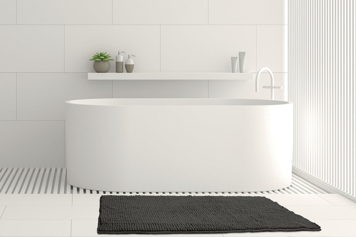 Ardor Algodon Toggle Bath Mats Polyester 50 x 100cm Highly Absorbent 1 Pack — Charcoal