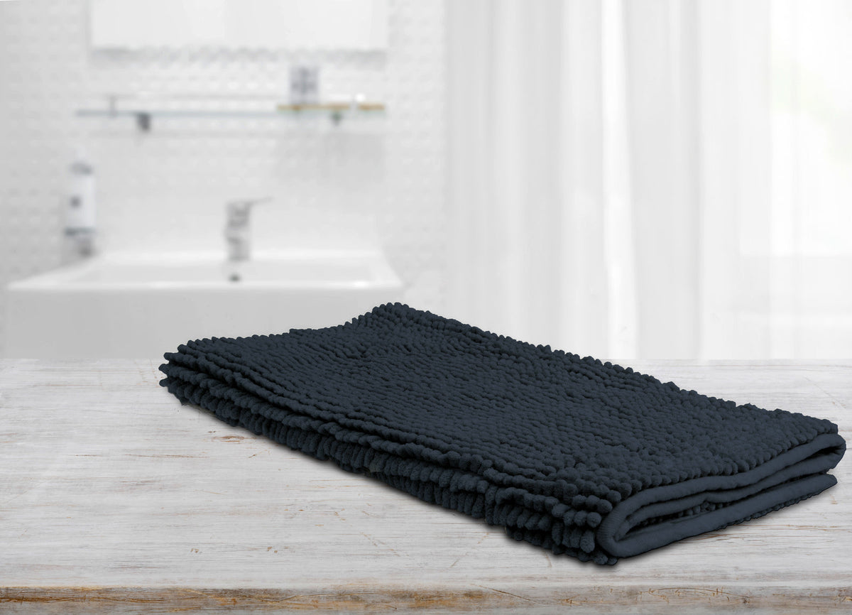 Ardor Algodon Toggle Bath Mats Polyester 50 x 100cm Highly Absorbent 1 Pack — Navy